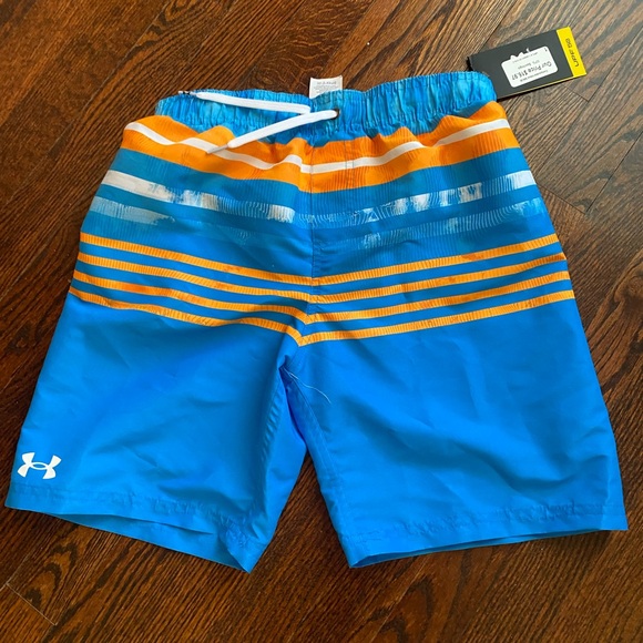 Under Armour Kids Blue and Orange Striped Shorts - Picture 3 of 5